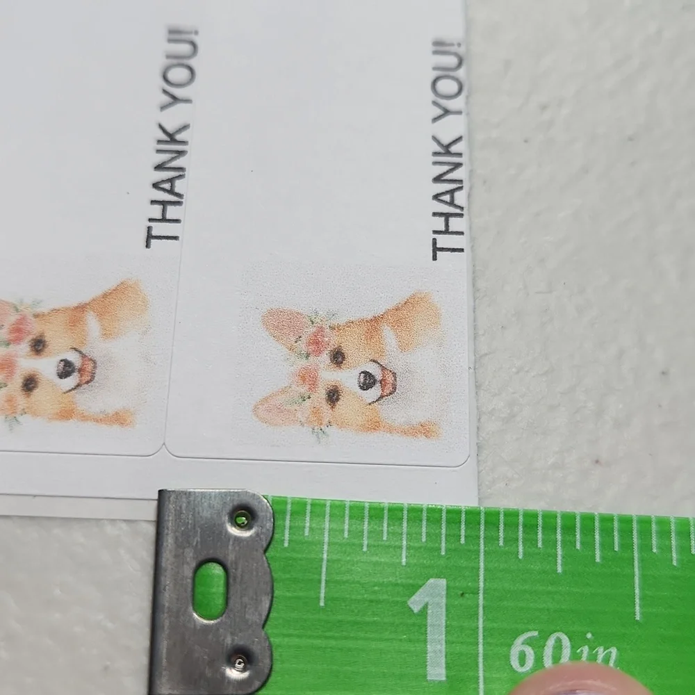 Hand Crafted Puppy w/Floral Crown Thank You Stickers 100 Count
